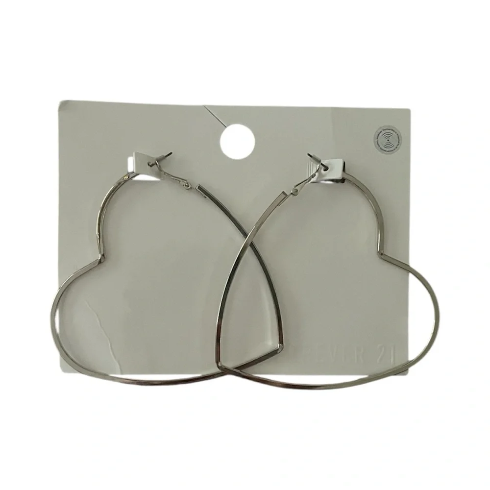 Silver Heart Hoop Earrings